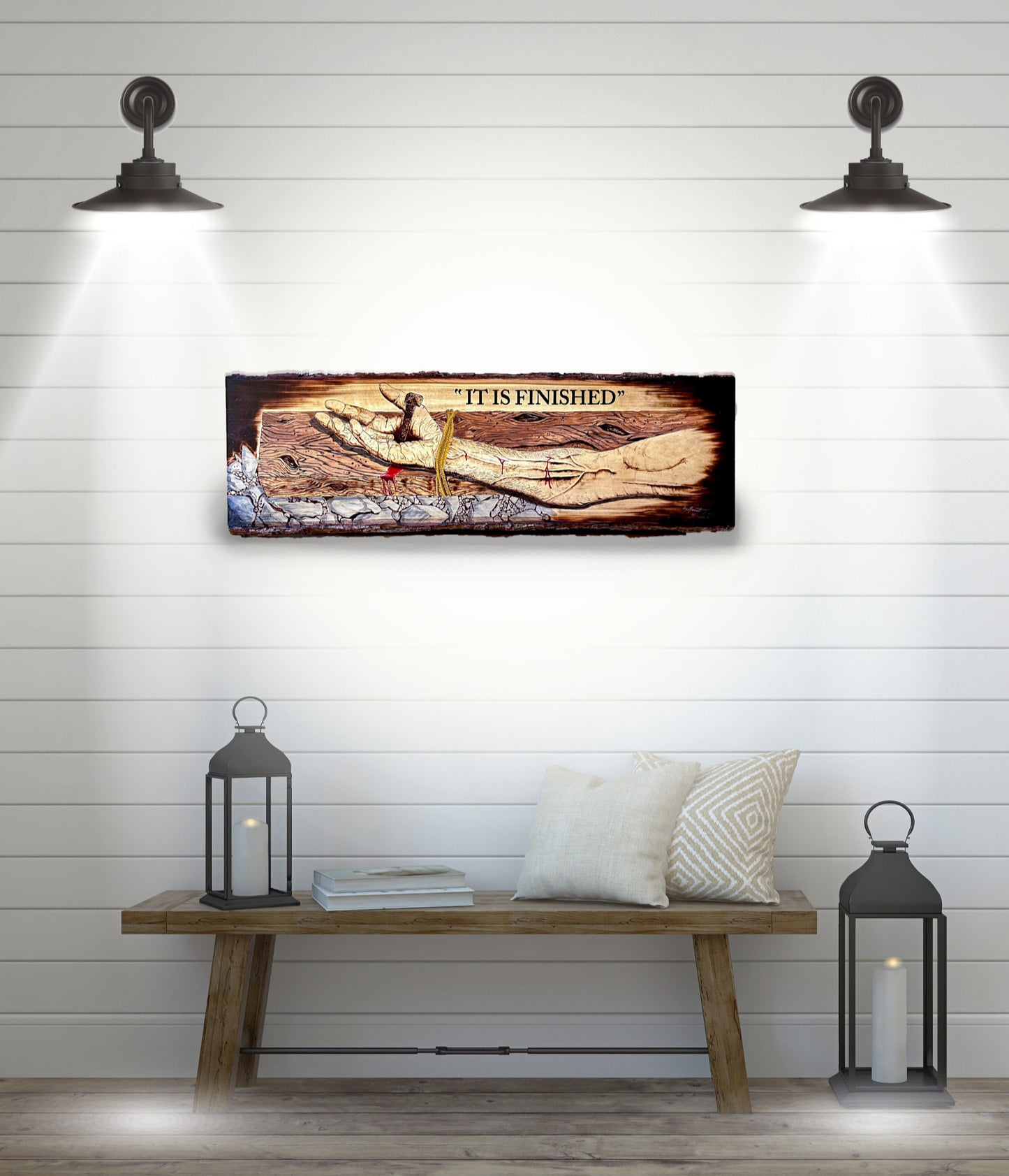 “It Is Finished” – Christian Woodburned Wall Art on Live Edge Basswood